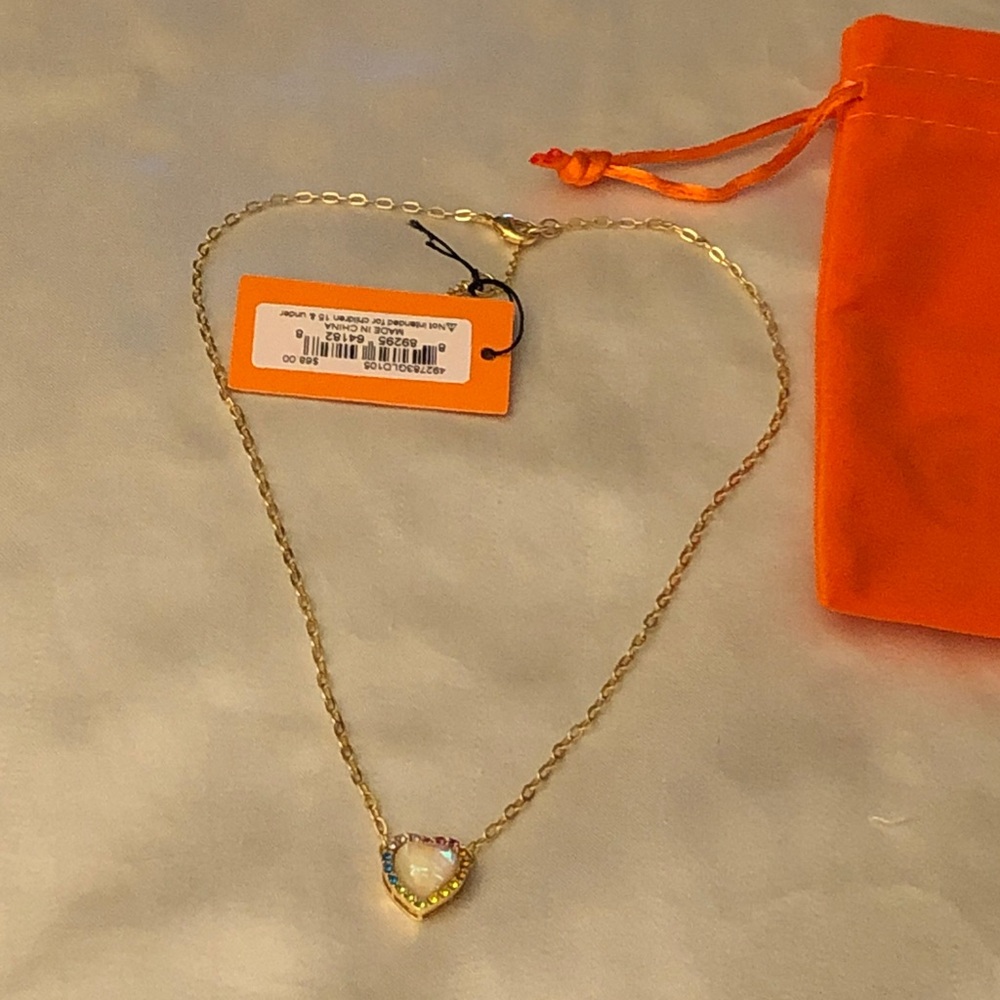 Kurt Geiger London Gold Tone Opal Heart Rainbow Crystal Pendant Necklace NWT - Picture 14 of 14
